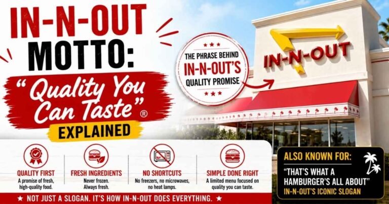 In-N-Out motto “Quality You Can Taste” featured image with restaurant sign and brand values