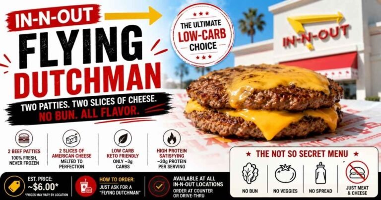 In-N-Out Flying Dutchman with two beef patties and two slices of American cheese, no bun