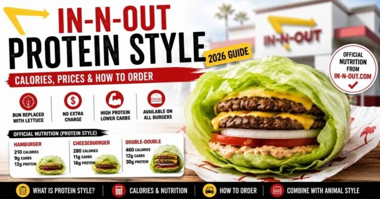 In-N-Out Protein Style burger with lettuce wrap, calories, carbs, protein, and ordering guide